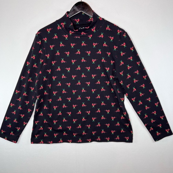 Croft & Barrow women’s size XL mock neck long sleeve knit shirt, Cardinals birds - Picture 1 of 6